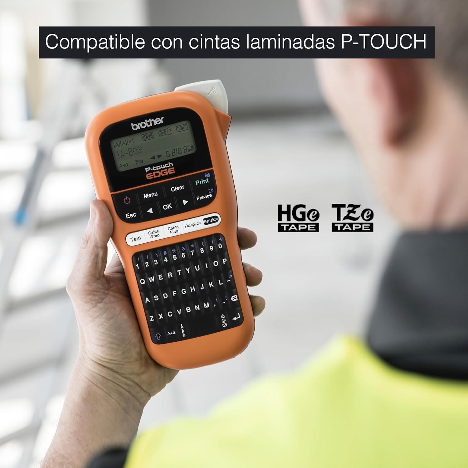 Impresora de Etiquetas Brother PTE110 Portátil 12mm Naranja