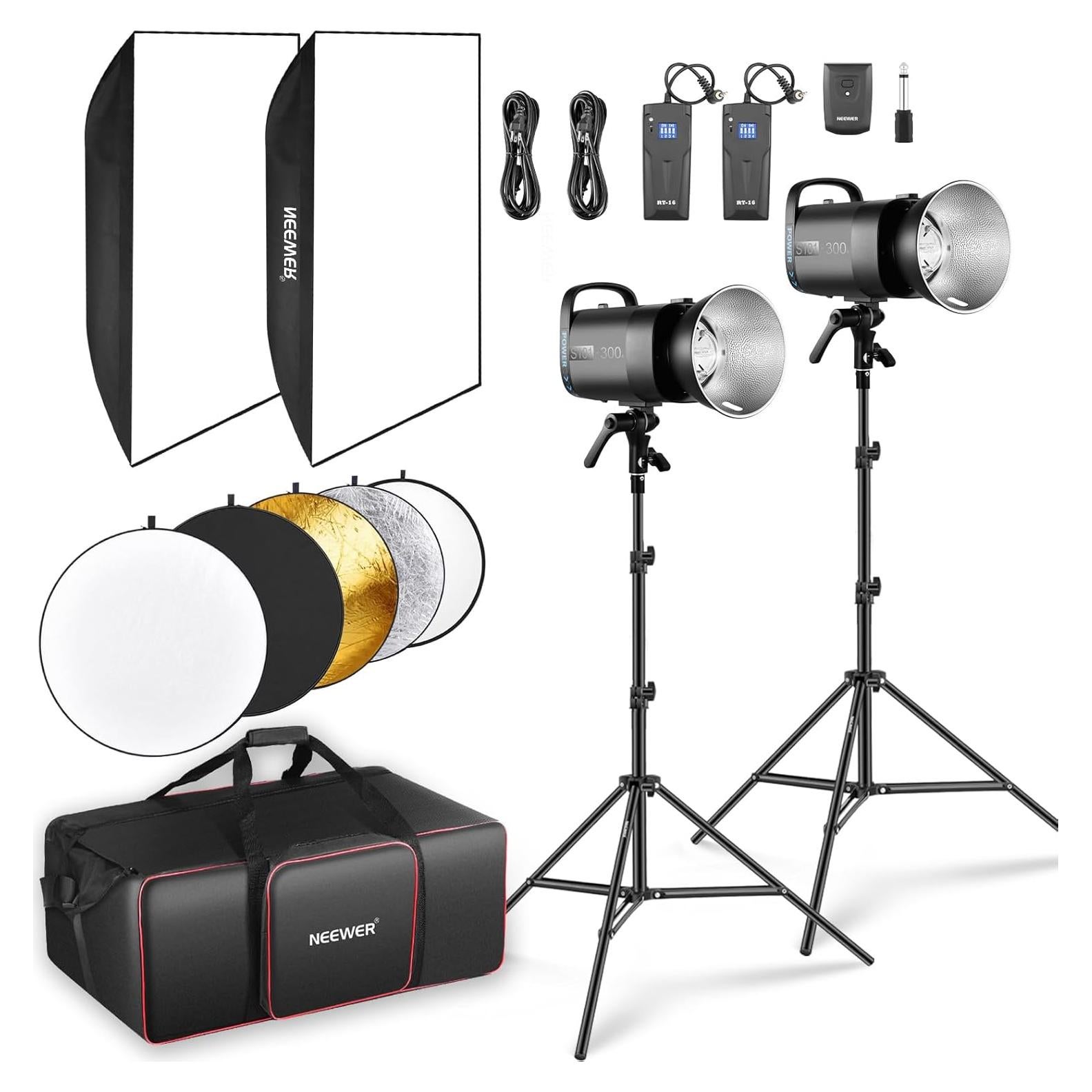Kit de Luz de Flash Monolight NEEWER S101-300W 5600K 2 Unidades