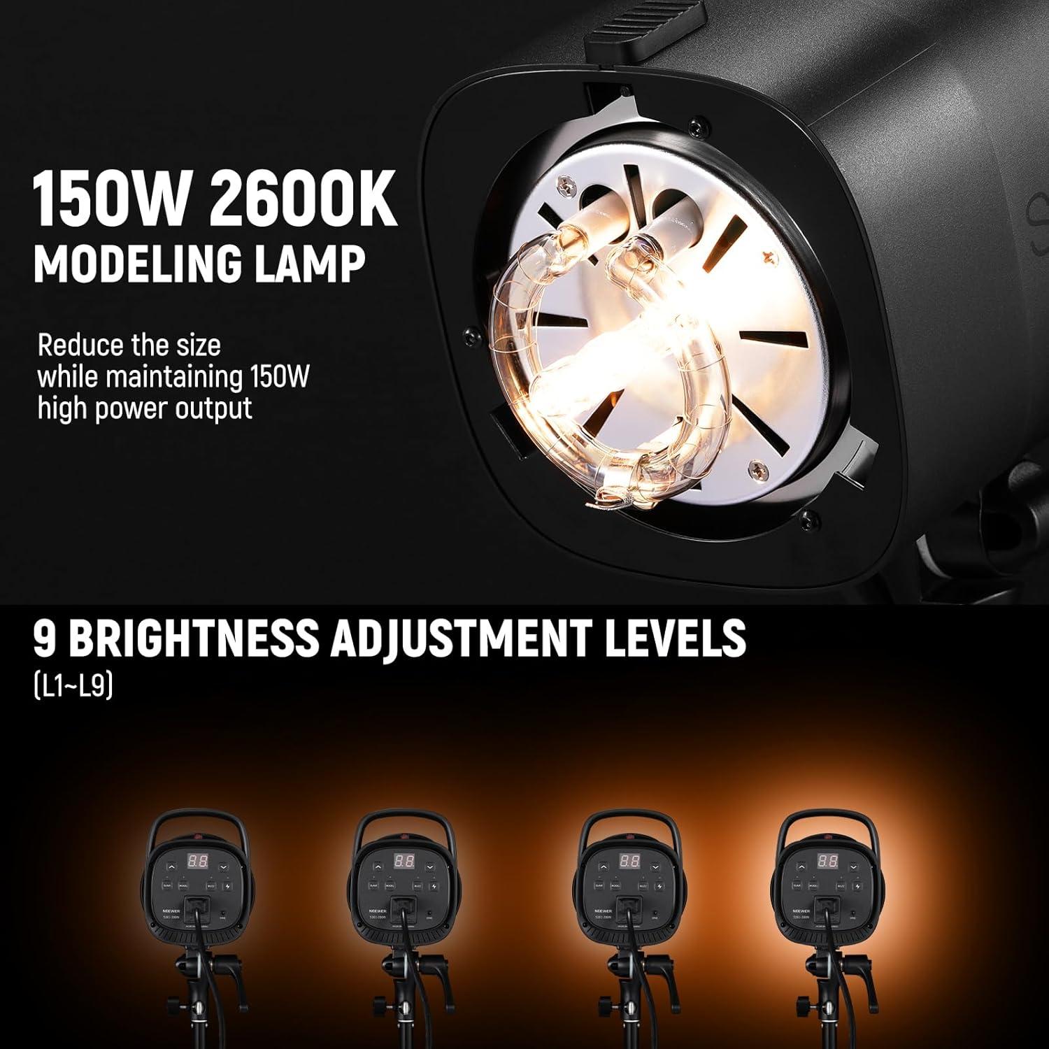 Kit de Luz de Flash Monolight NEEWER S101-300W 5600K 2 Unidades