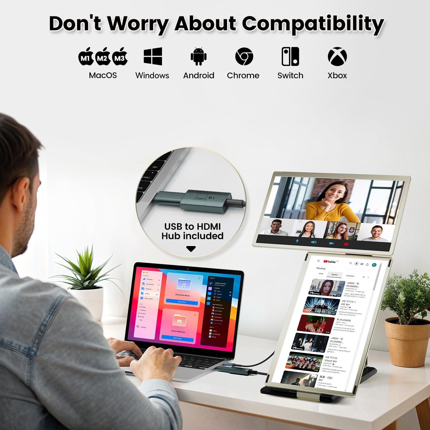 Extensor de Pantalla 15.6" KEFEYA FHD USB-C HDMI Rotación