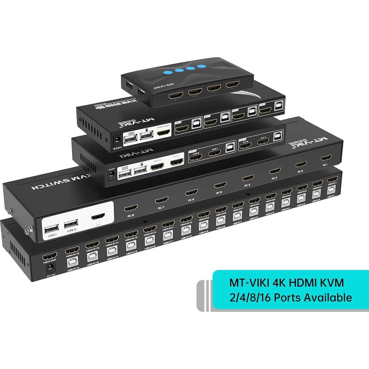 Interruptor KVM HDMI 8 Puertos MT-VIKI 4K 30Hz Rack 1U