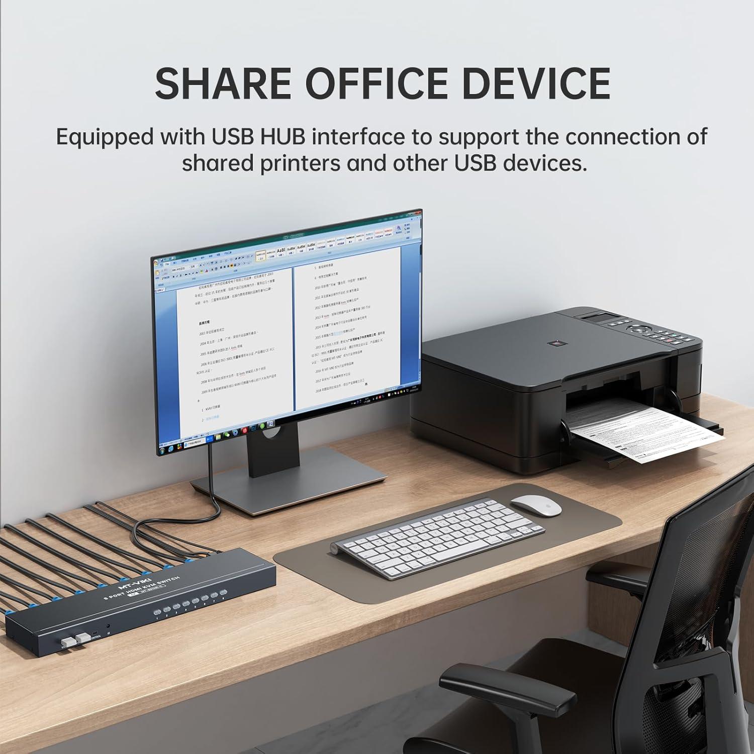 Interruptor KVM HDMI 8 Puertos MT-VIKI 4K 30Hz Rack 1U