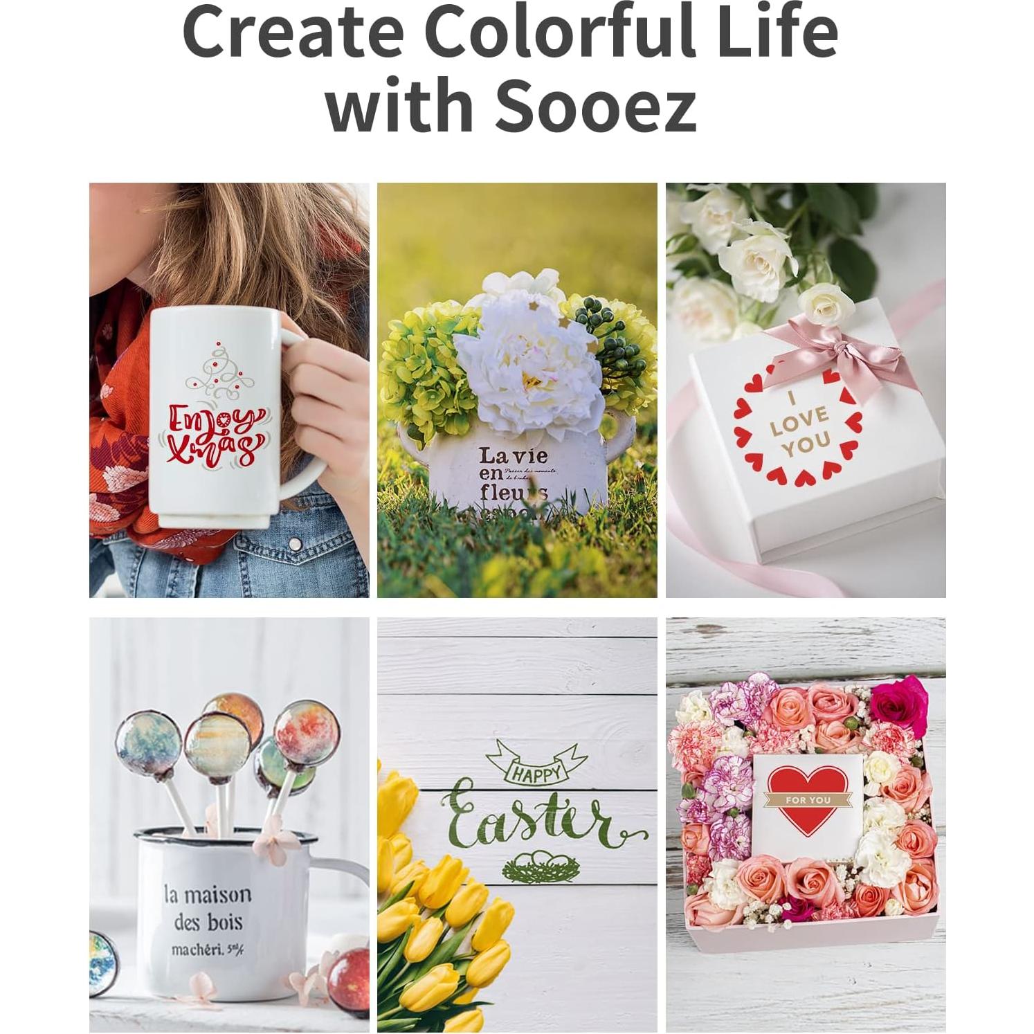 Vinilo Adhesivo Permanente Sooez 50 Paquetes 30.48x30.48cm