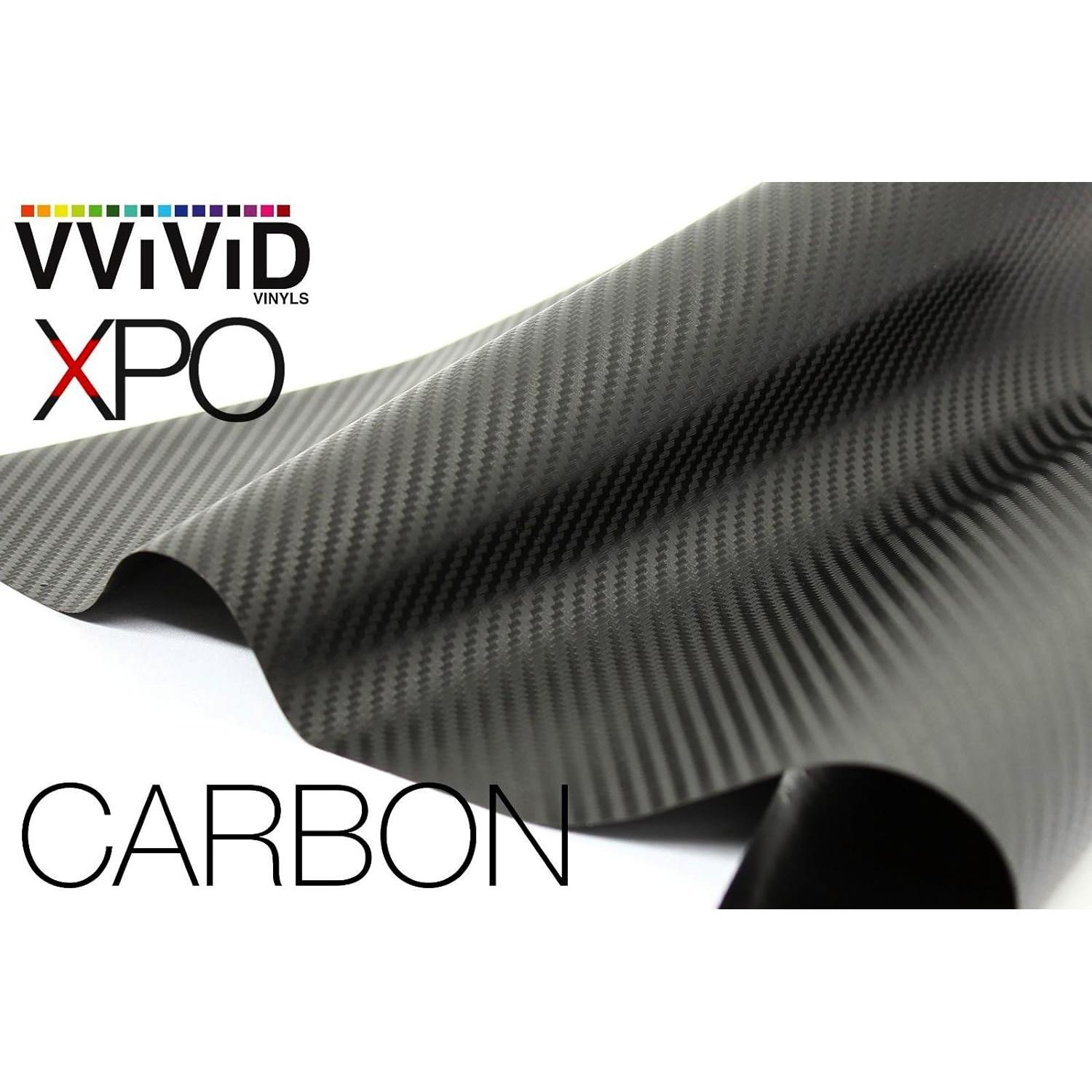 Vinilo Fibra de Carbono Negra VViViD 1.5m x 0.3m para Autos