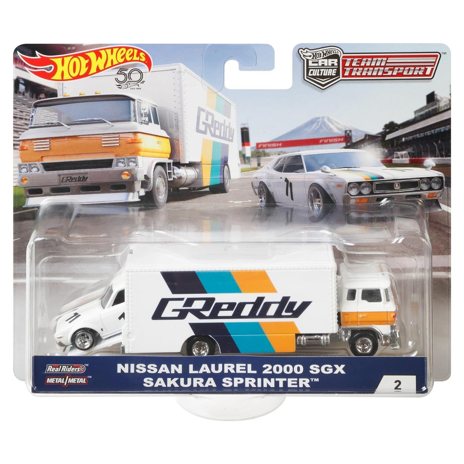 Transportador Hot Wheels FLF59 a escala 1:64 con coche