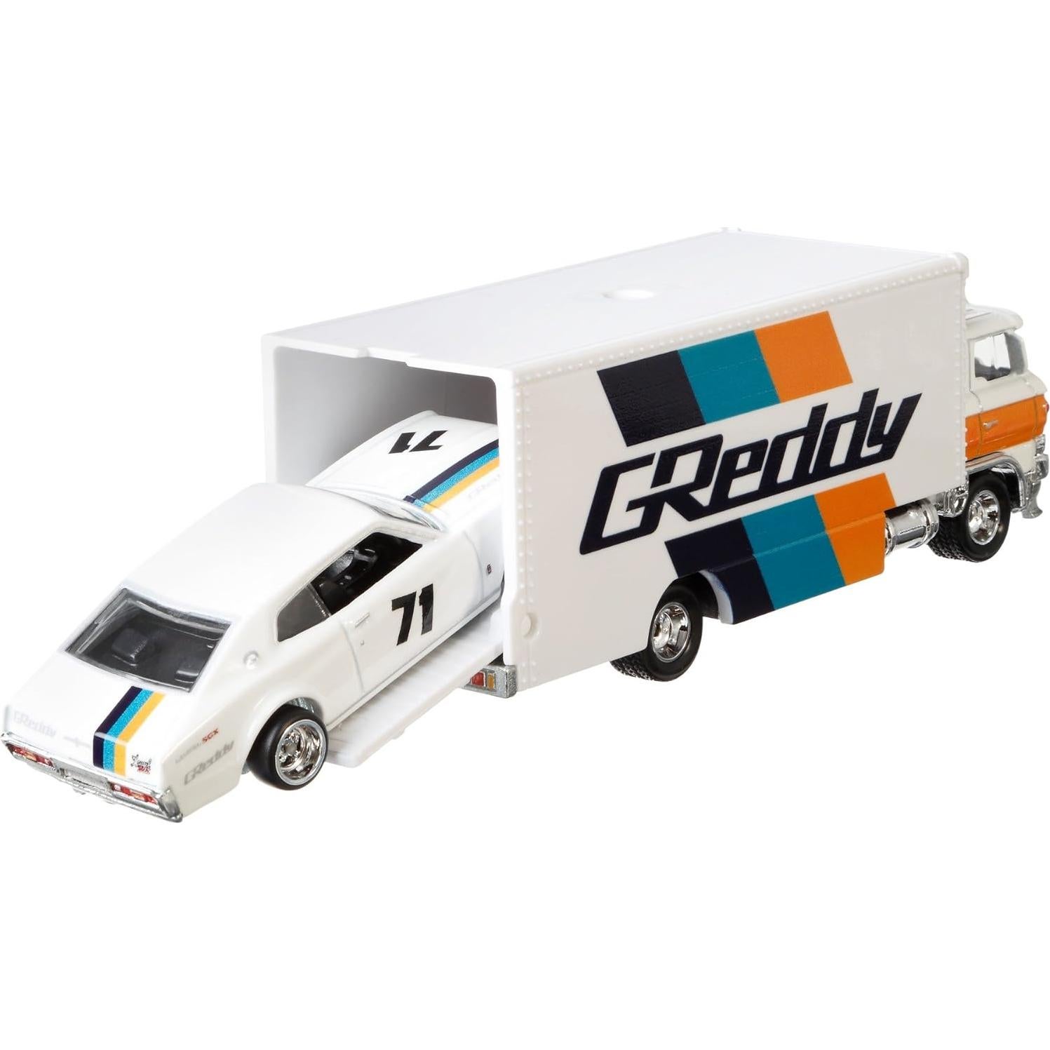 Transportador Hot Wheels FLF59 a escala 1:64 con coche