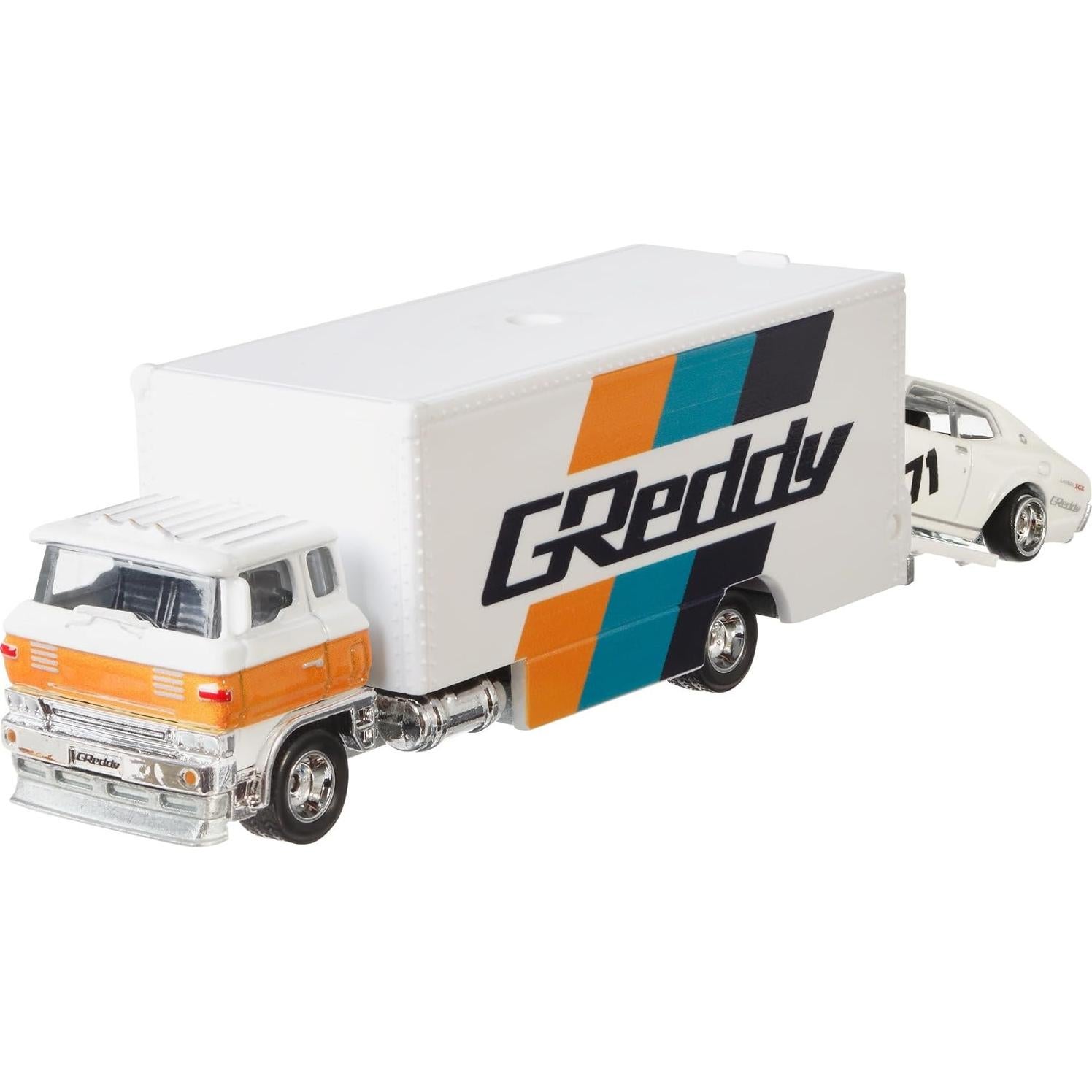 Transportador Hot Wheels FLF59 a escala 1:64 con coche