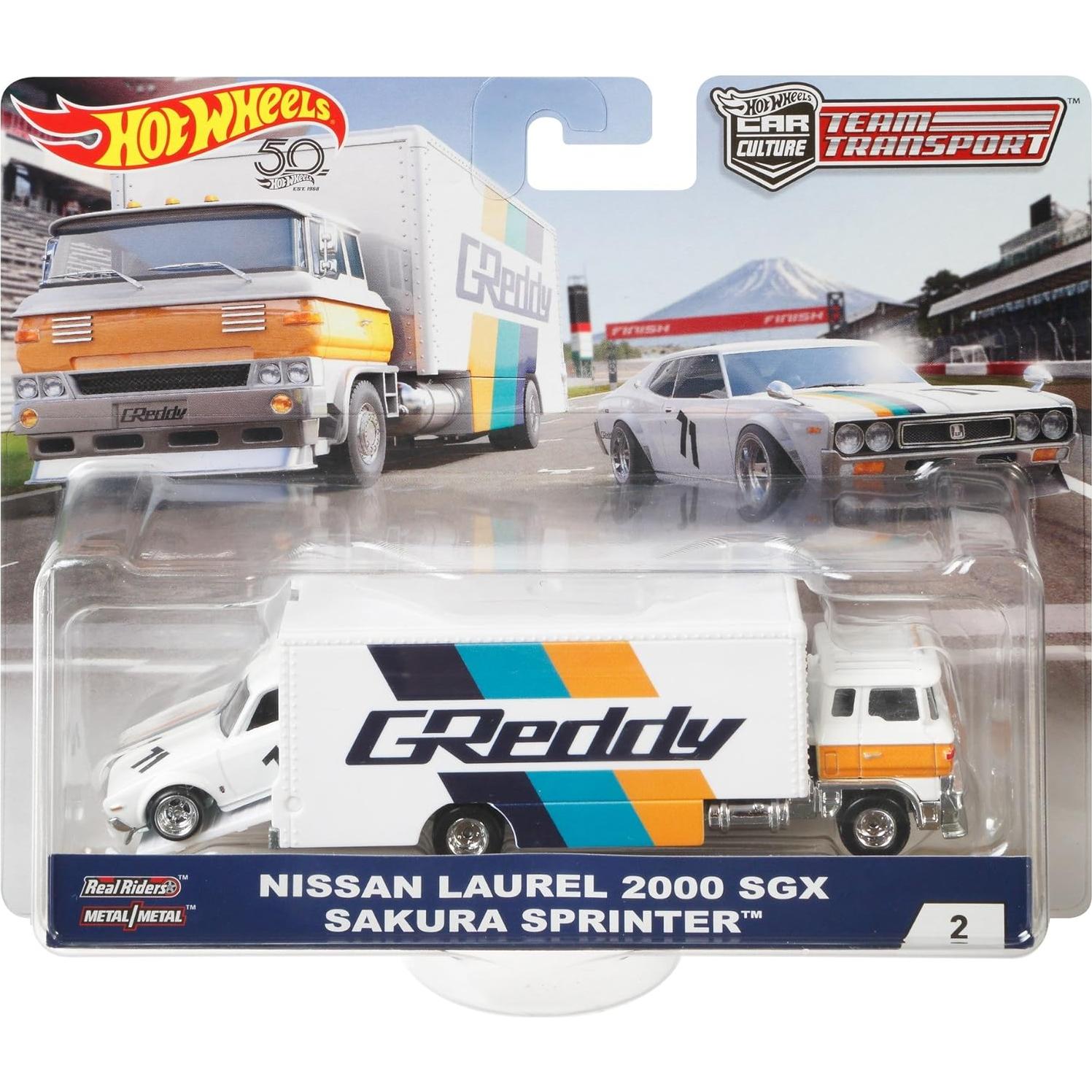 Transportador Hot Wheels FLF59 a escala 1:64 con coche
