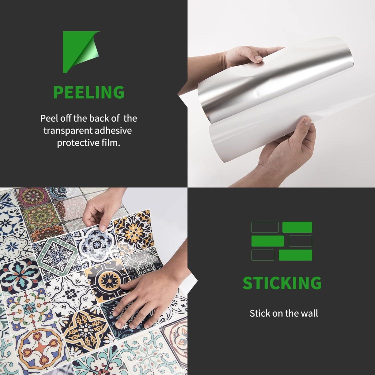 Azulejos Autoadhesivos LONGKING 10 Hojas Geométrico Azul