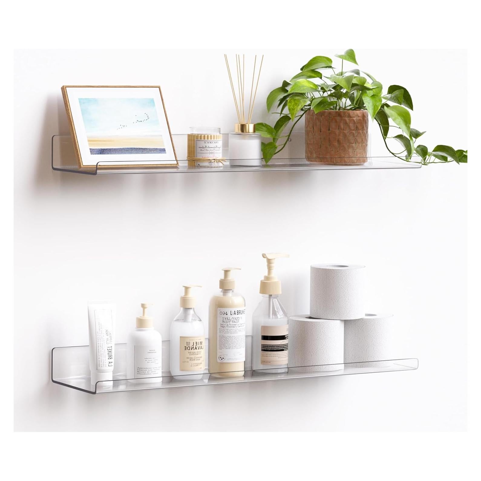 Estantes Flotantes Acrílicos Upsimples 60x14 cm - 2 Piezas