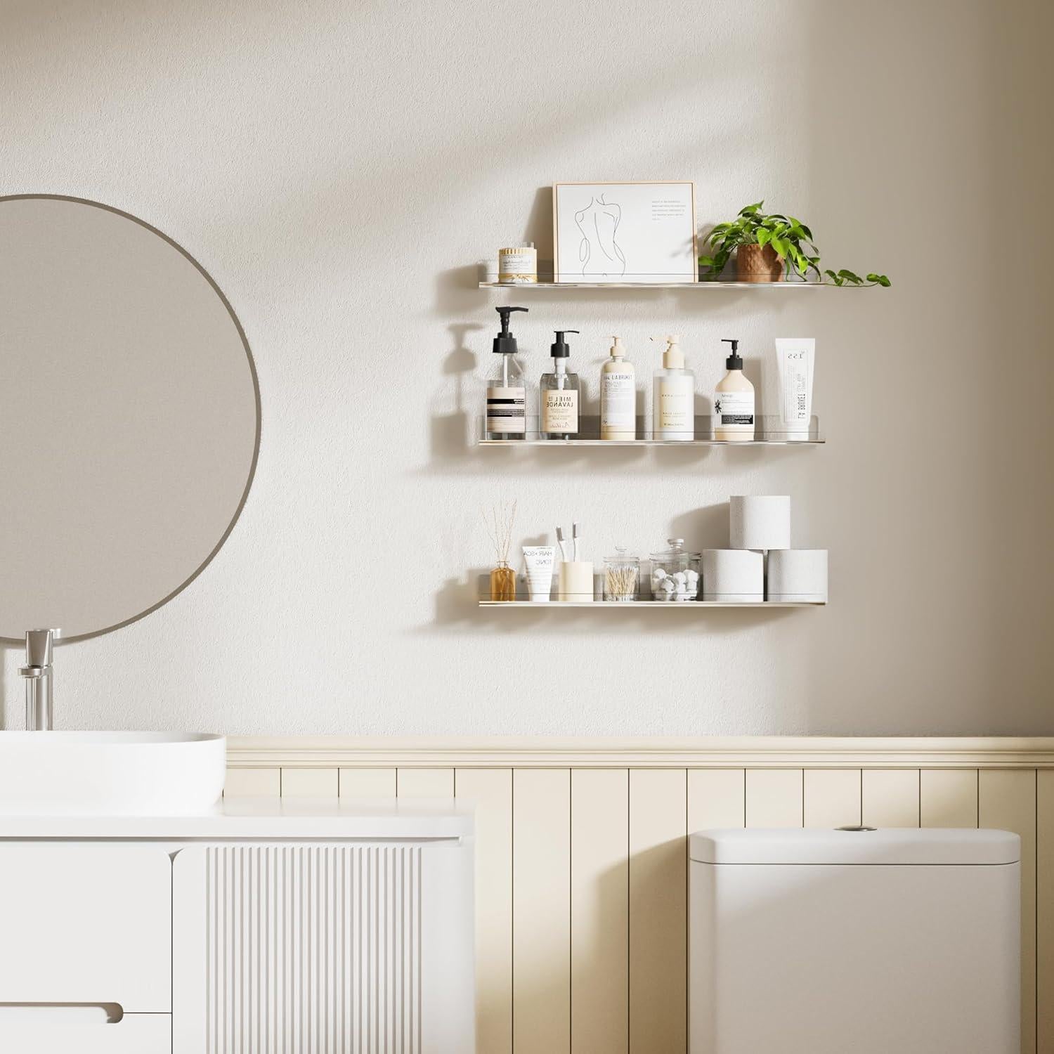 Estantes Flotantes Acrílicos Upsimples 60x14 cm - 2 Piezas