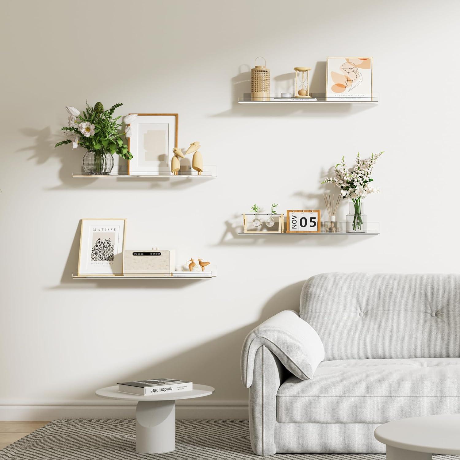 Estantes Flotantes Acrílicos Upsimples 60x14 cm - 2 Piezas