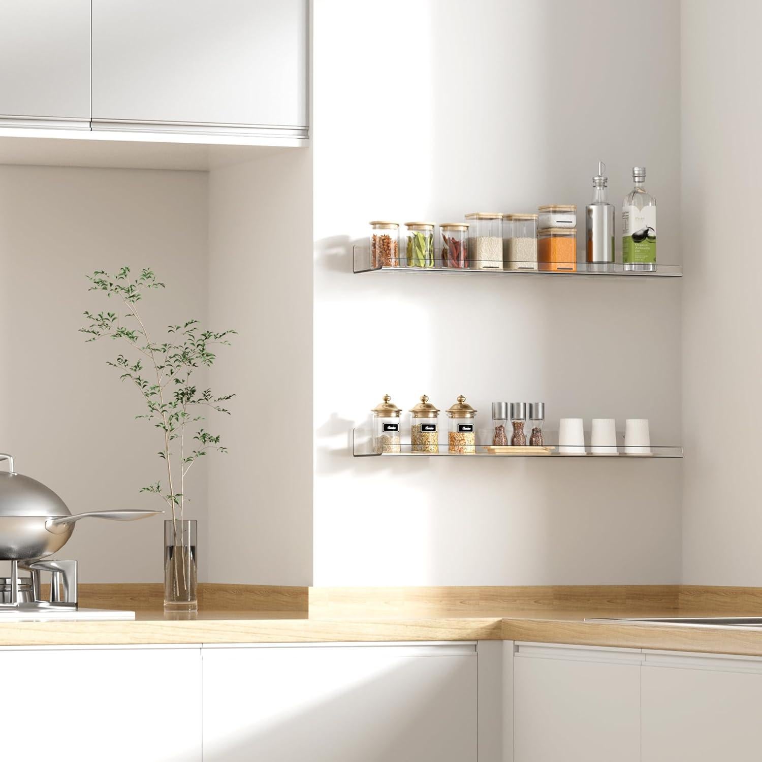 Estantes Flotantes Acrílicos Upsimples 60x14 cm - 2 Piezas