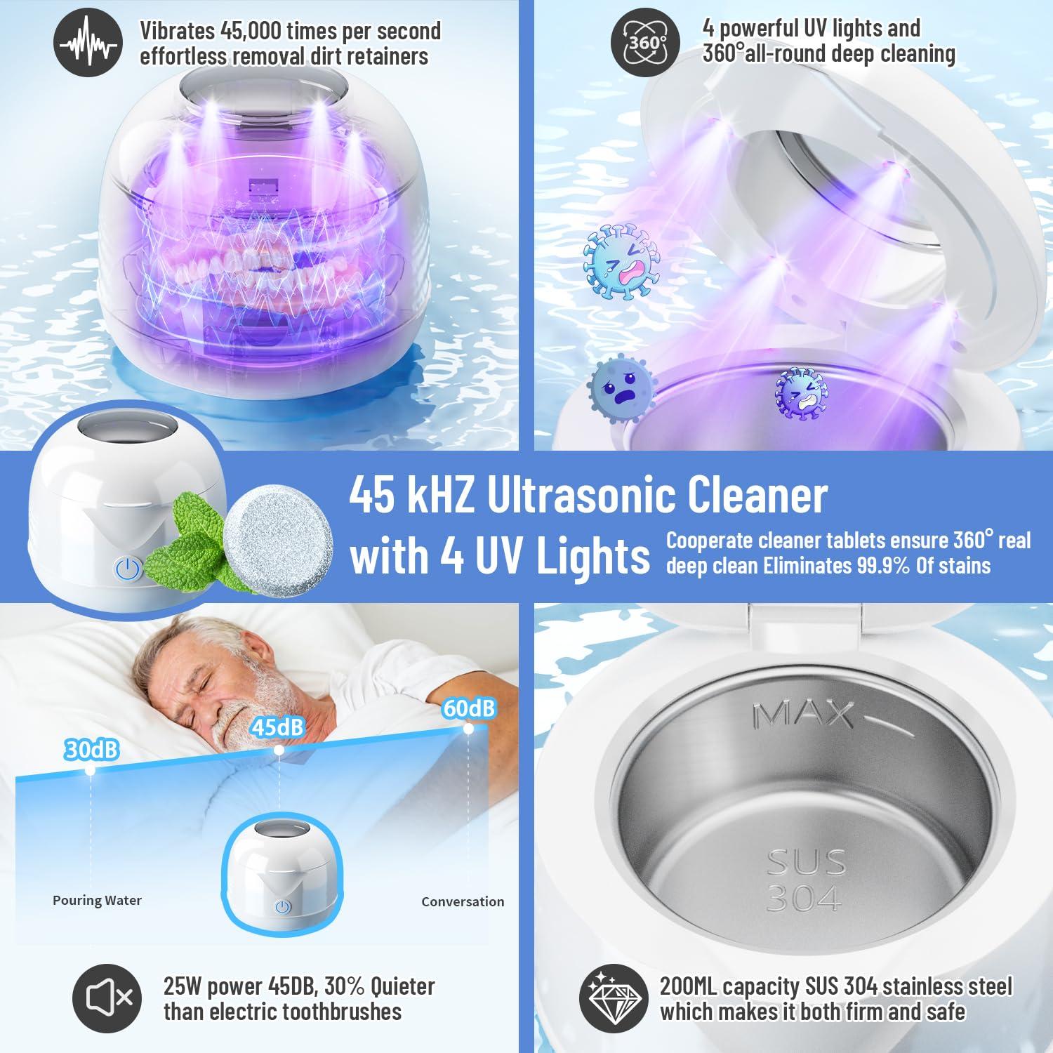 Limpiador ultrasónico Gyreuni para retenedores y aparatos dentales