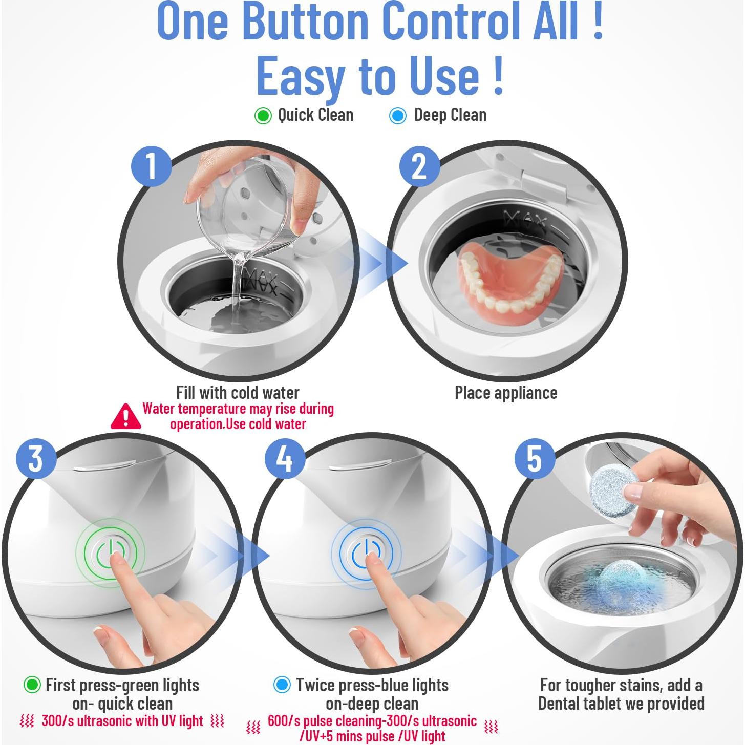 Limpiador ultrasónico Gyreuni para retenedores y aparatos dentales