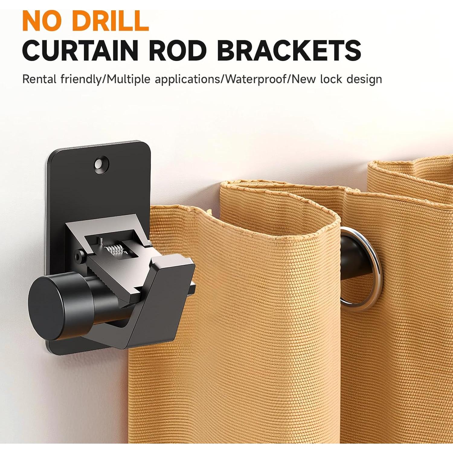 Soportes de Varilla de Cortina Adhesivos 3M EKOTTOK - 2PC Negro