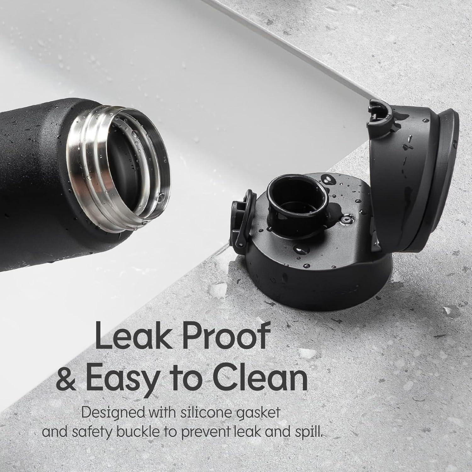 RHINOSHIELD AquaStand Magnetic Bottle 16 oz | Round Mouth Stainless Steel Insulated Water Bottle, Sport Bottle with MagSafe Compatible Handle, Tripod with Adjustable Angles, Leak Proof - Midnight Blue