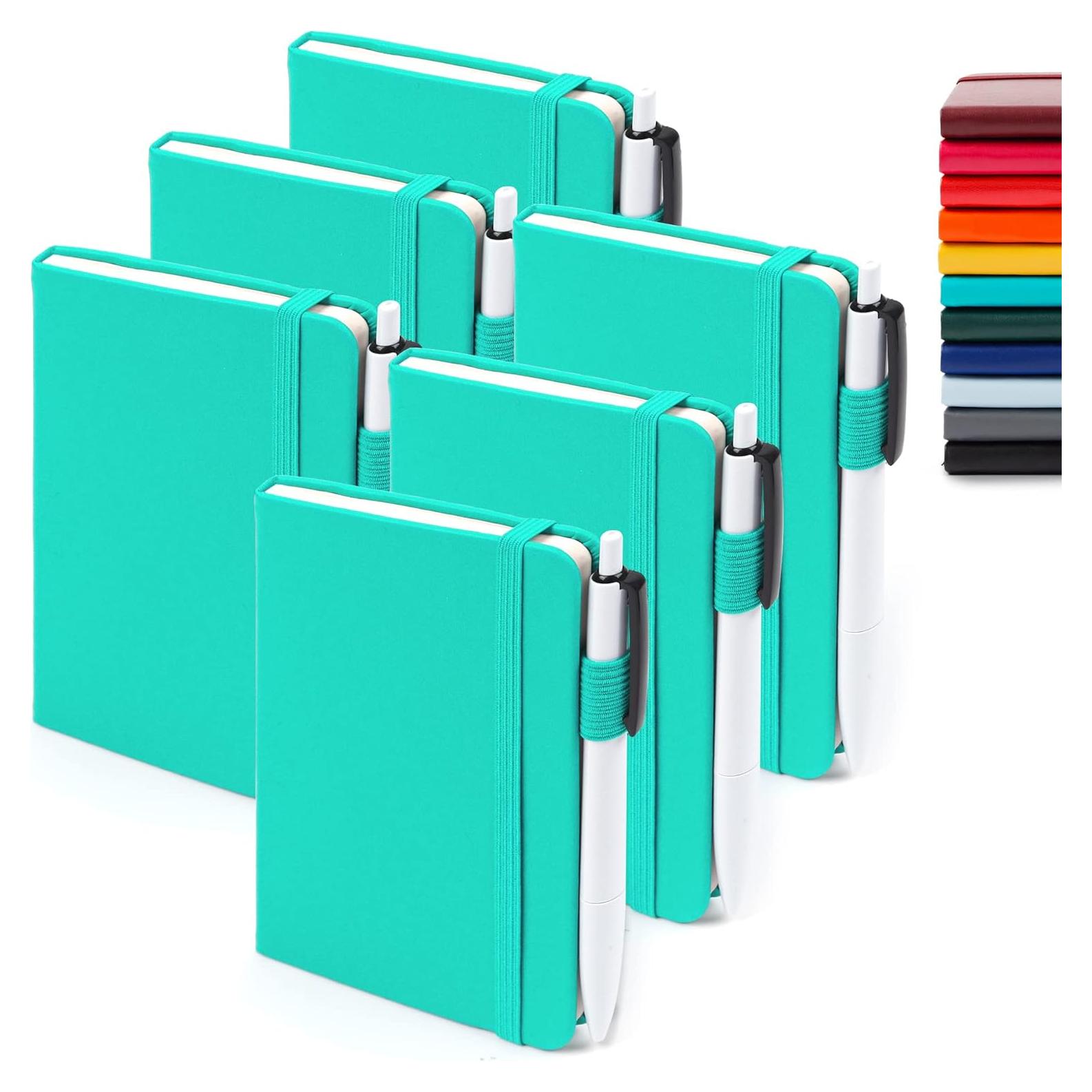 Feela 6 Pack Cuadernos Rayados A6 Aqua con 6 Bolígrafos