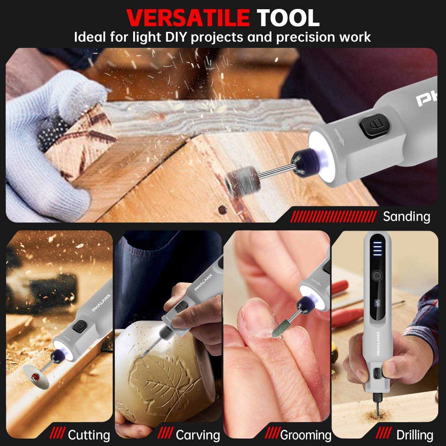 Herramienta Rotativa Inalámbrica PHALANX 3.7V 20000RPM con 70 Accesorios