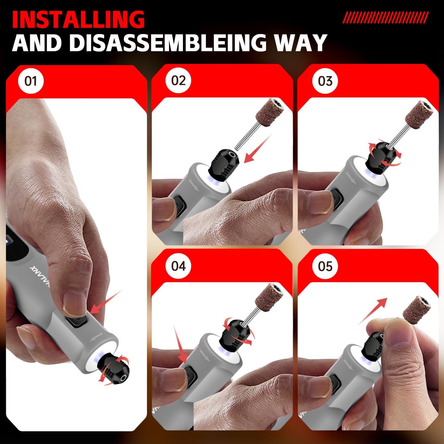 Herramienta Rotativa Inalámbrica PHALANX 3.7V 20000RPM con 70 Accesorios