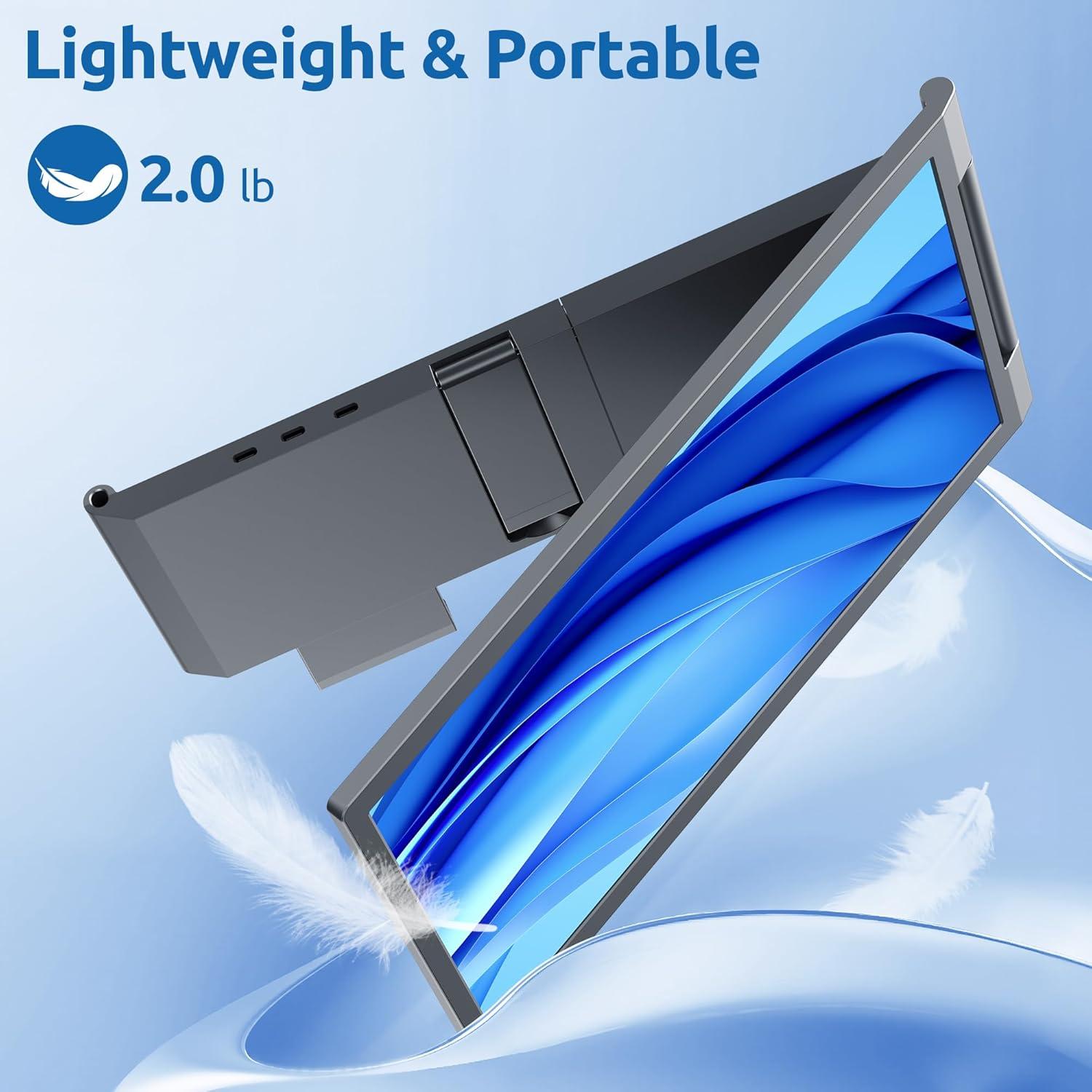 Laptop Screen Extender, 14" 1080P IPS Portable Monitor Travel Monitor for 14-16.5" Laptops with USB-C/HDMI Port, Plug and Play Attachment Screen for Windows/Mac/Android/Switch/PS5/Xbox