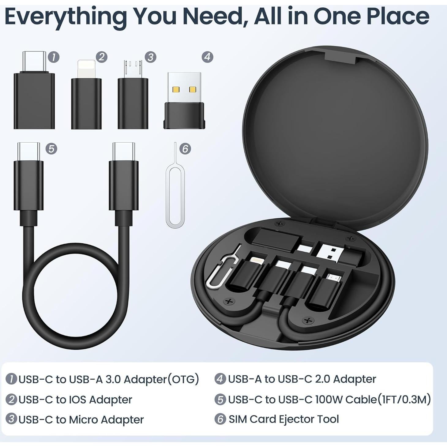 Kit Adaptador Carga USB Elebase 100W con Estuche Negro