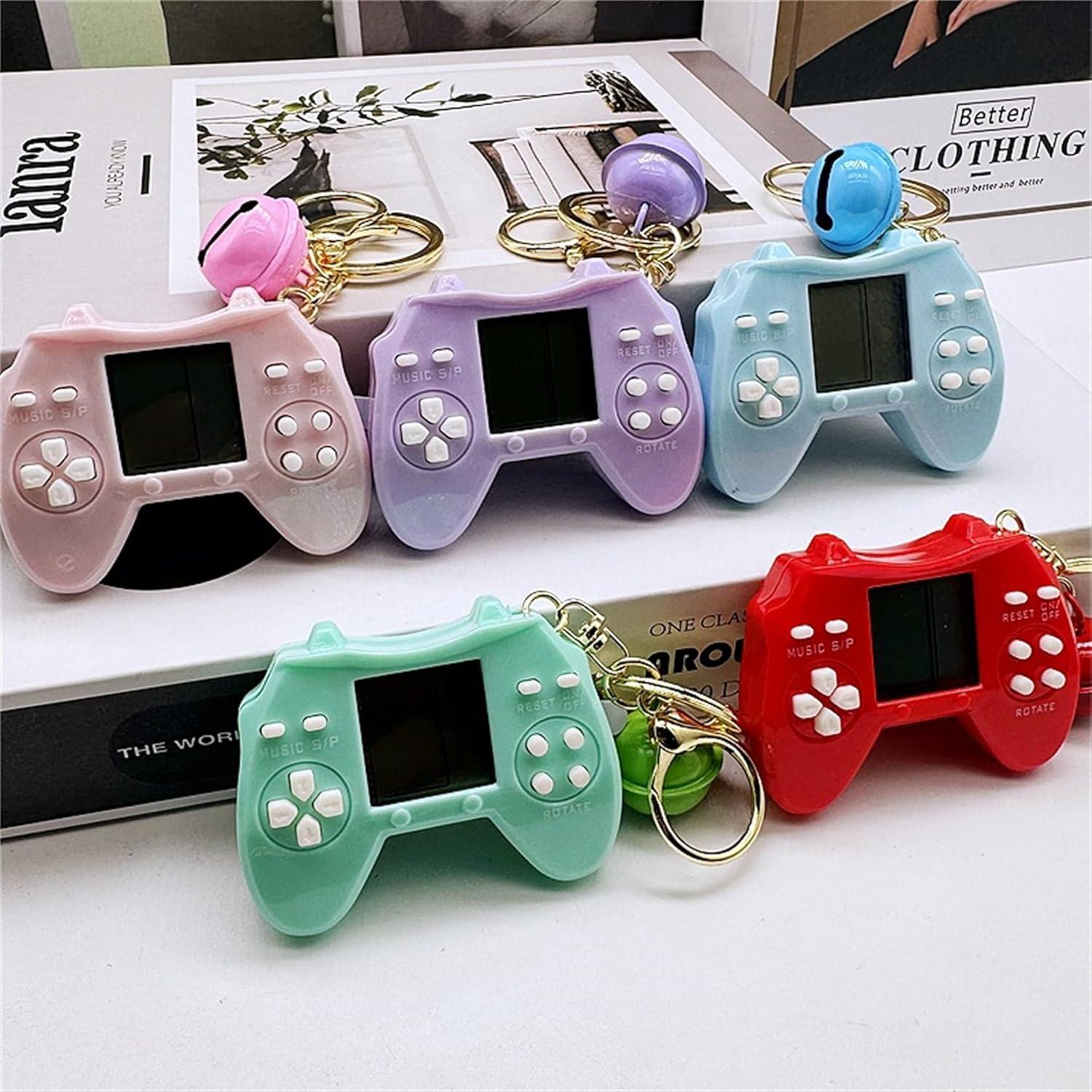 Retro Classic Game Console Pendant Keychain Playable Electronic Miniature Handheld Mini Games Machine with Keychain Ring Gift (K5)
