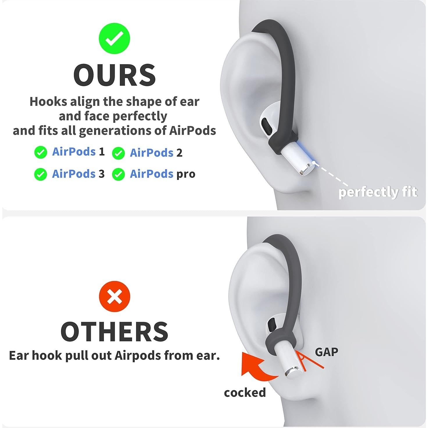 Ganchos para oídos DamonLight Mediano Negro para AirPods Pro