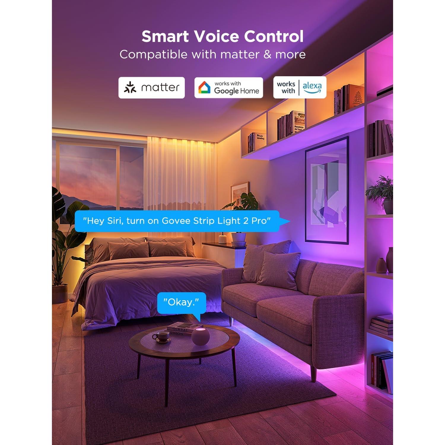 Tira de Luz LED Inteligente Govee RGBIC 2m con Control por Voz