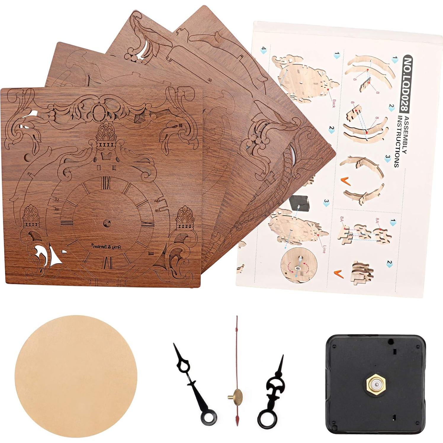 Reloj de Puzzle 3D de Madera OWNONE1 Kit DIY para Adultos