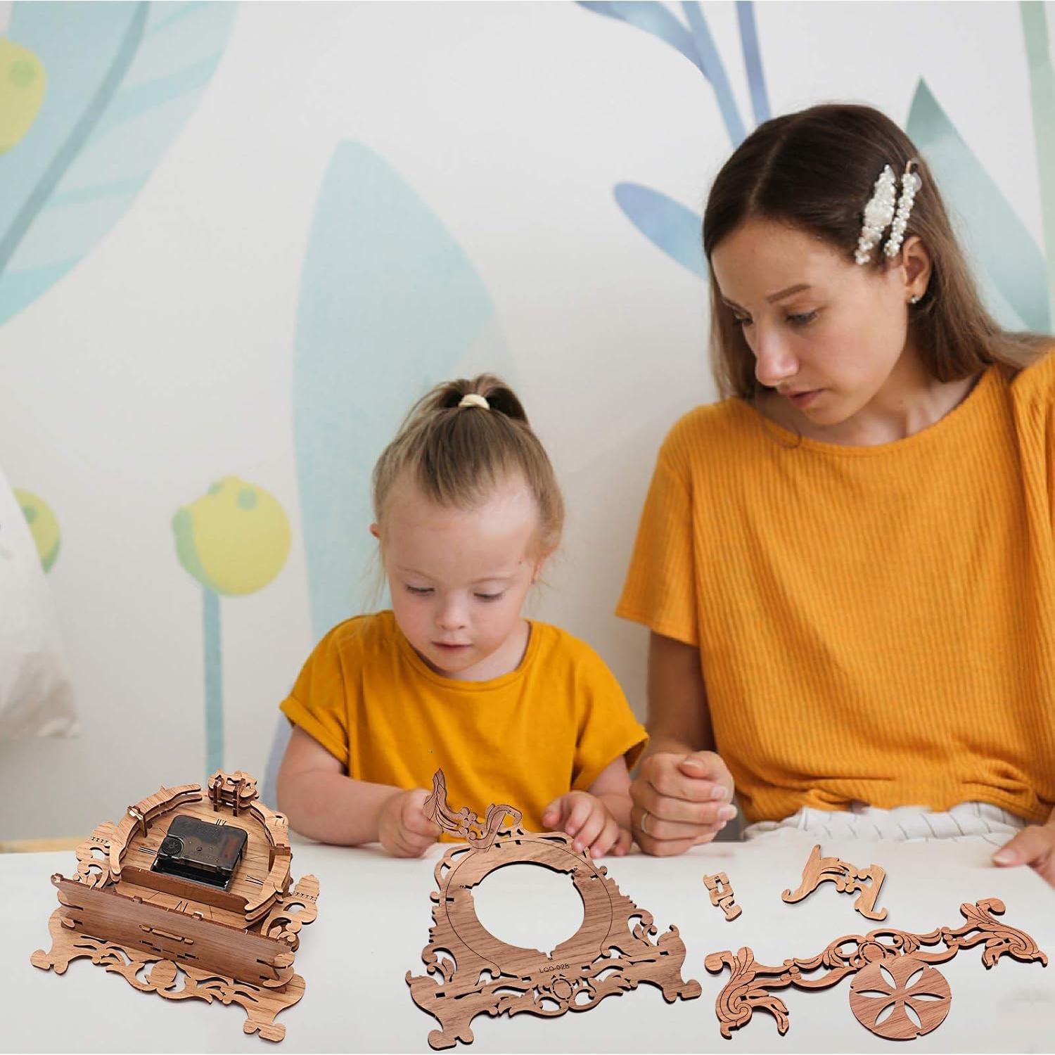 Reloj de Puzzle 3D de Madera OWNONE1 Kit DIY para Adultos