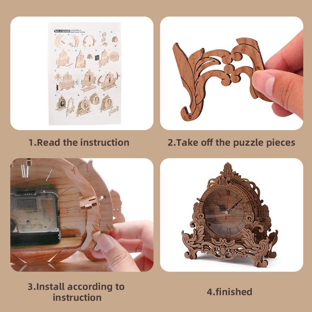 Reloj de Puzzle 3D de Madera OWNONE1 Kit DIY para Adultos
