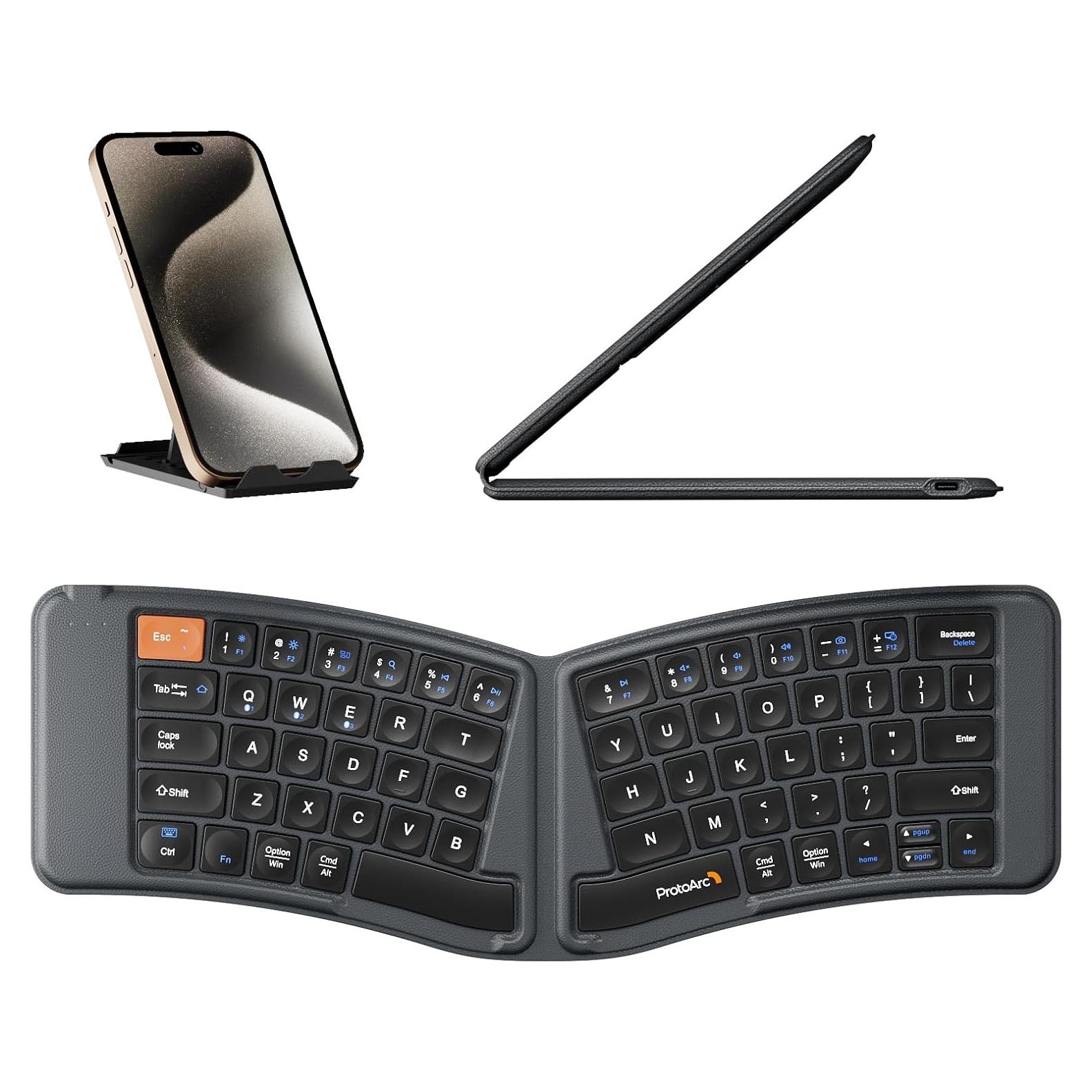 Teclado Ergonomico Plegable ProtoArc XK03 Bluetooth Gris