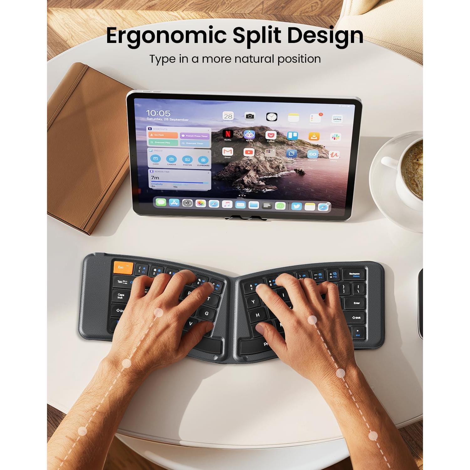 Teclado Ergonomico Plegable ProtoArc XK03 Bluetooth Gris