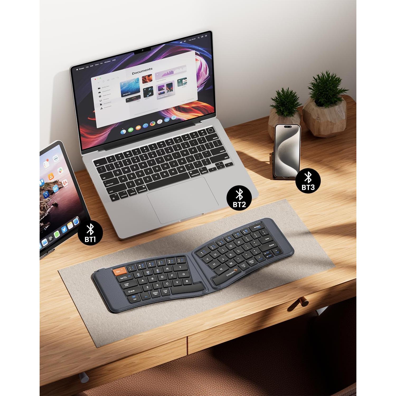 Teclado Ergonomico Plegable ProtoArc XK03 Bluetooth Gris