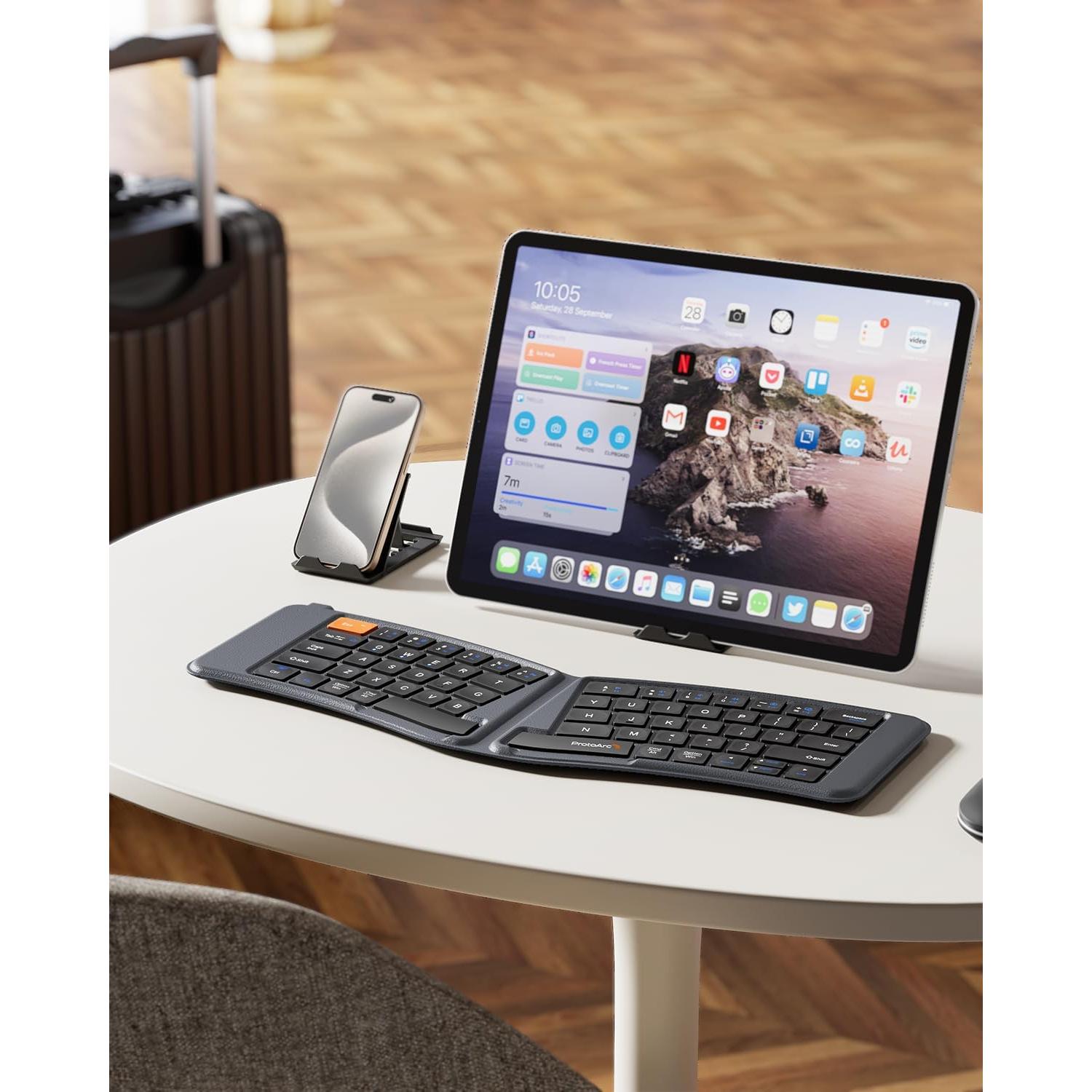 Teclado Ergonomico Plegable ProtoArc XK03 Bluetooth Gris