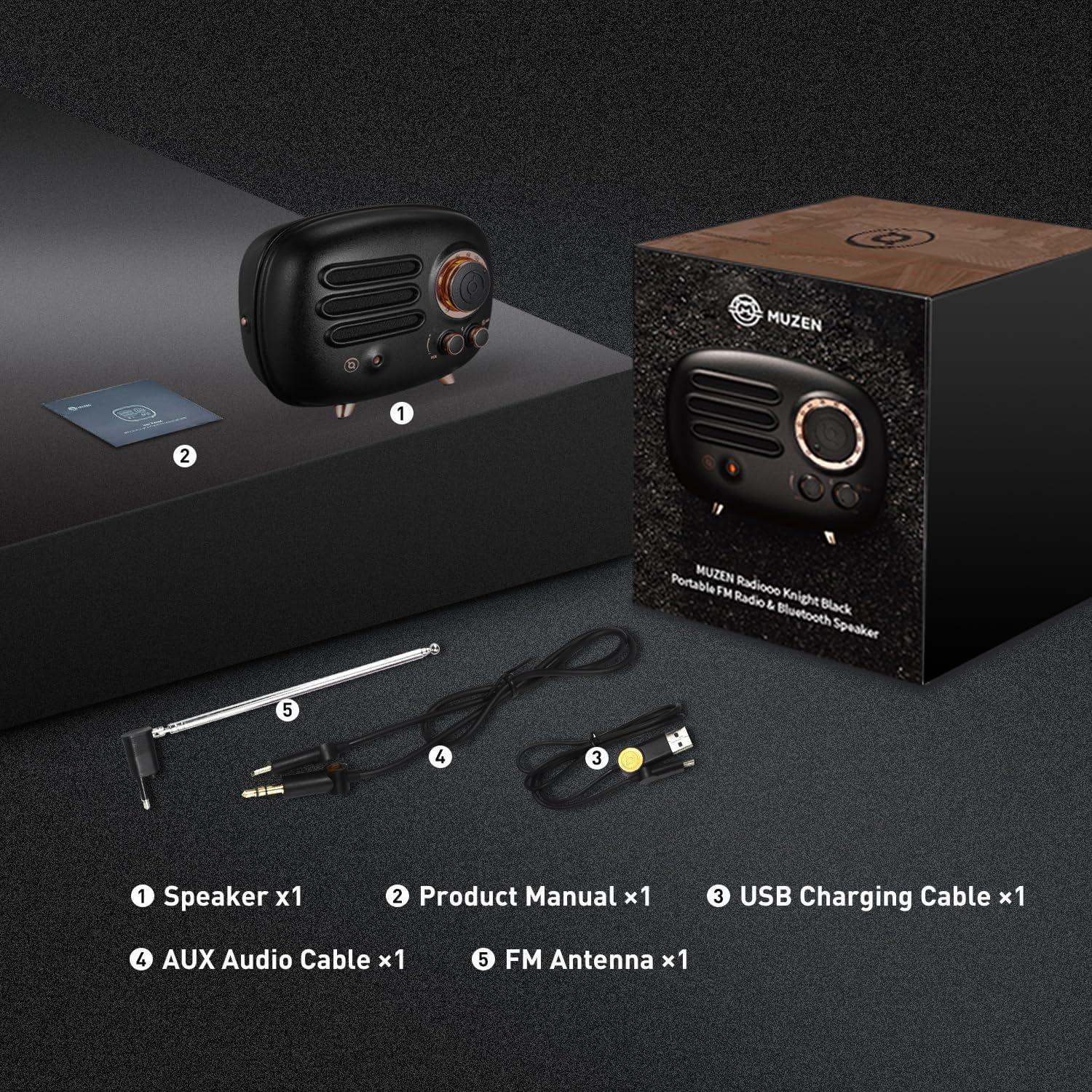 Altavoz Bluetooth Muzen Wild Radiooo Retro 14x6.4cm Metal