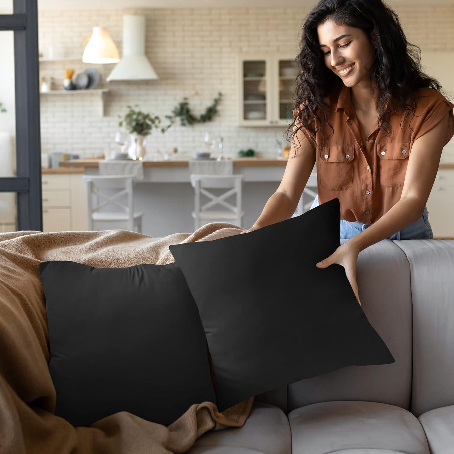 Cojines Decorativos Utopia Bedding - Paquete de 2, 40x40 cm, Negro