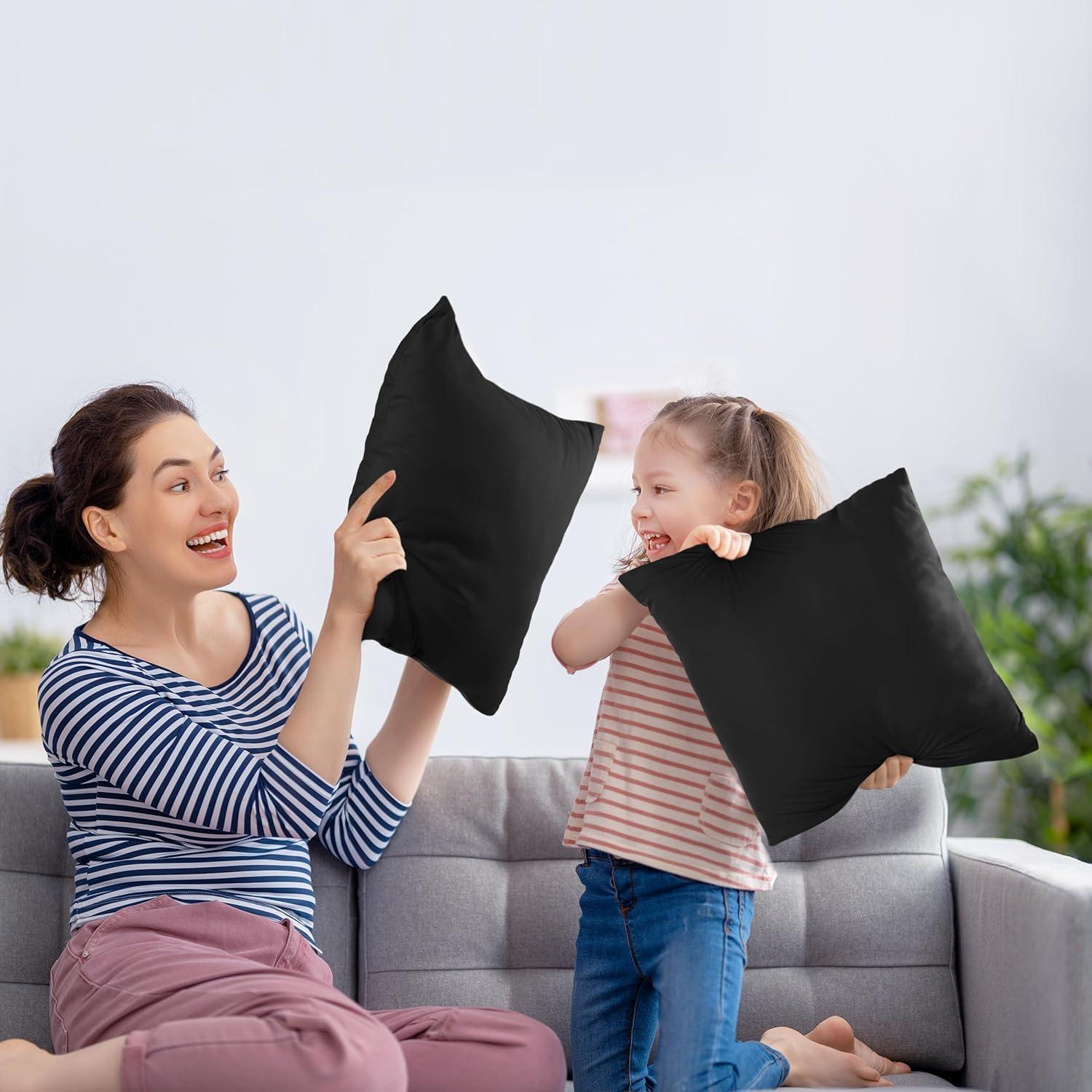 Cojines Decorativos Utopia Bedding - Paquete de 2, 40x40 cm, Negro