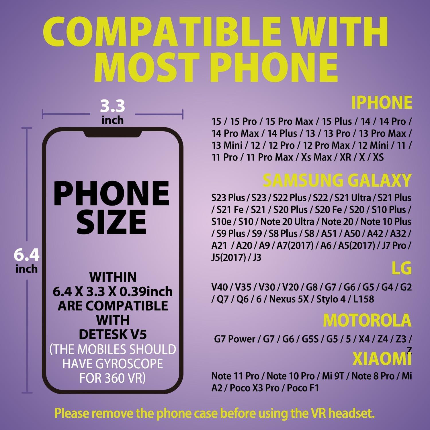 Auriculares VR DESTEK V5 para Teléfono - Lentes HD, 110° FOV