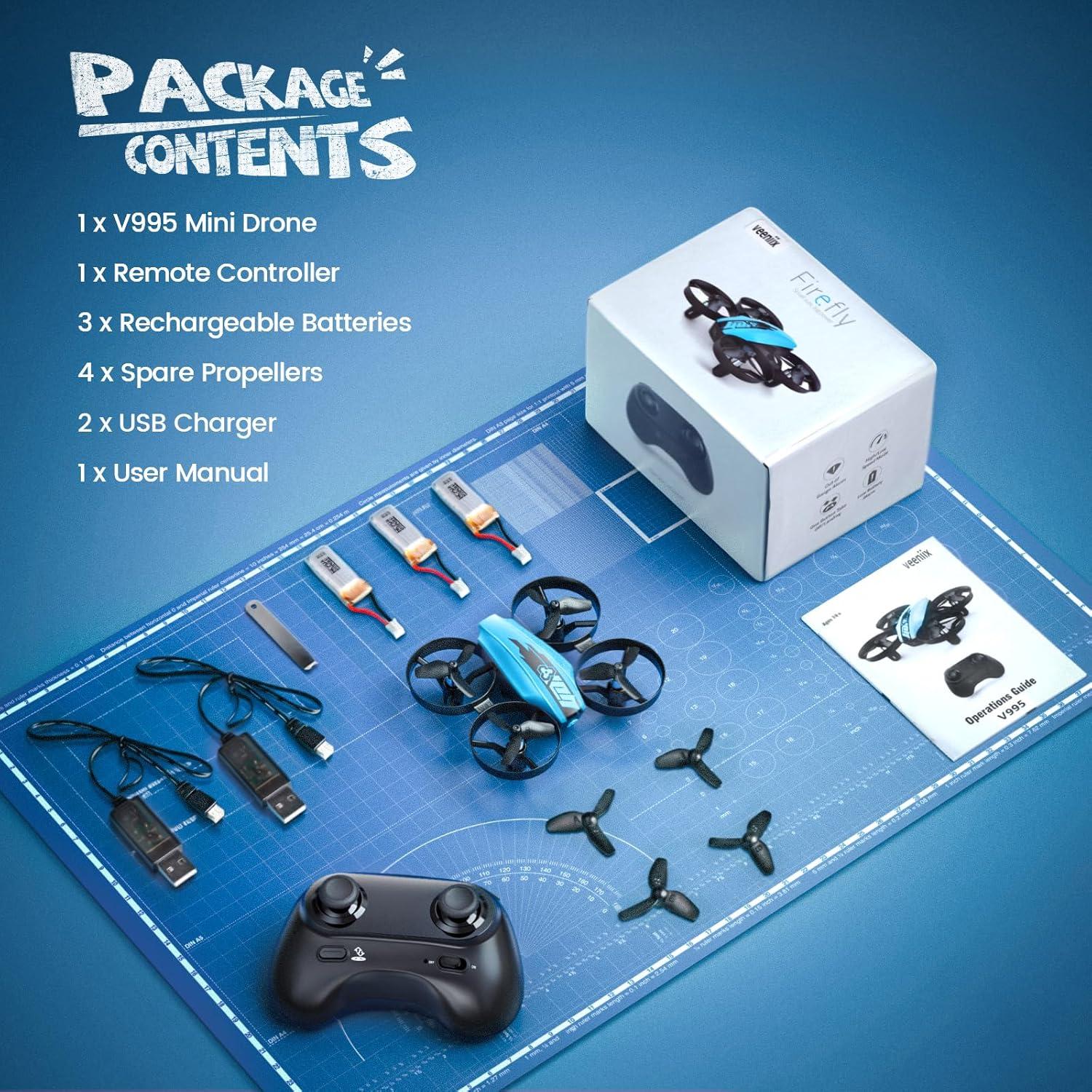 Dron Mini V995 Veeniix para Niños - Cuadricóptero RC 3D