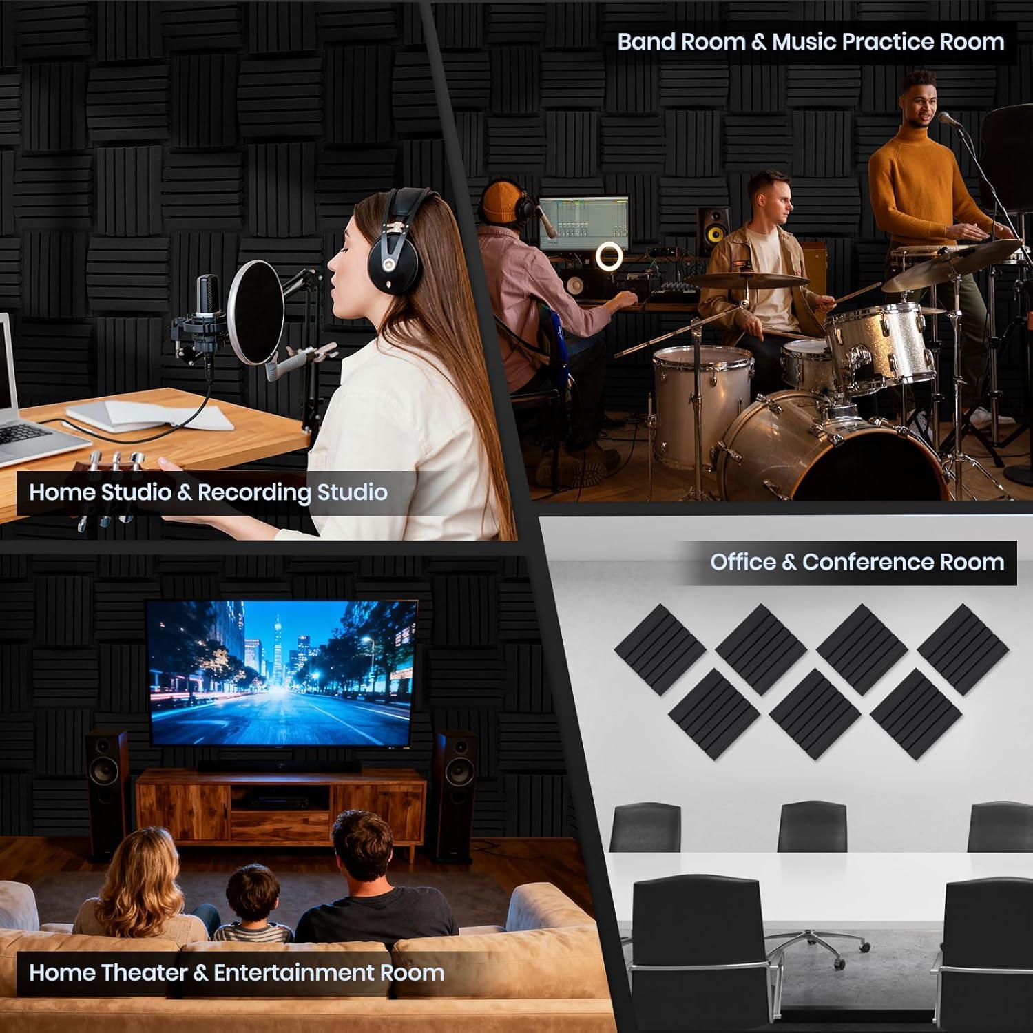 Focusound 36 Paneles de Espuma Acústica Curvada 3cm x 30cm