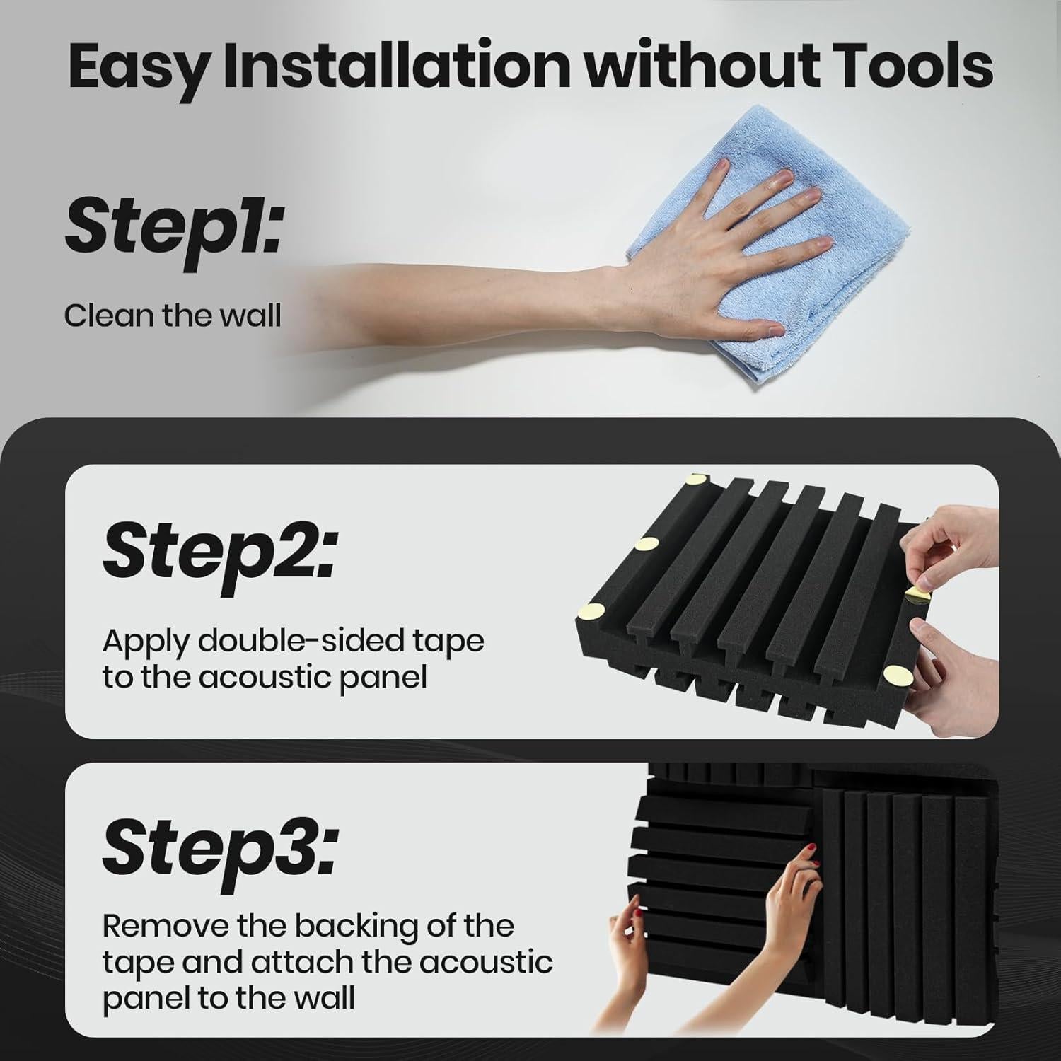 Focusound 36 Paneles de Espuma Acústica Curvada 3cm x 30cm