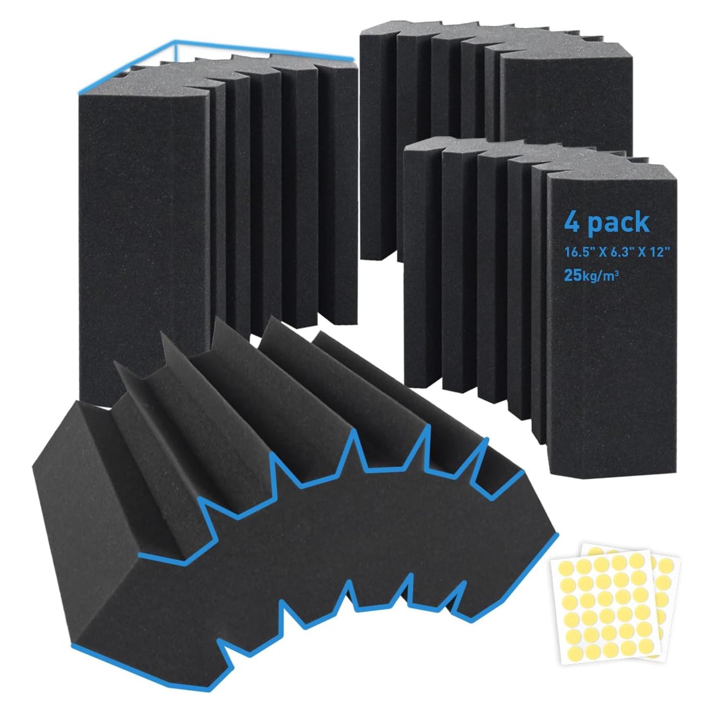 Paquete de 4 trampas de graves curvas Focusound 41.91x16 cm