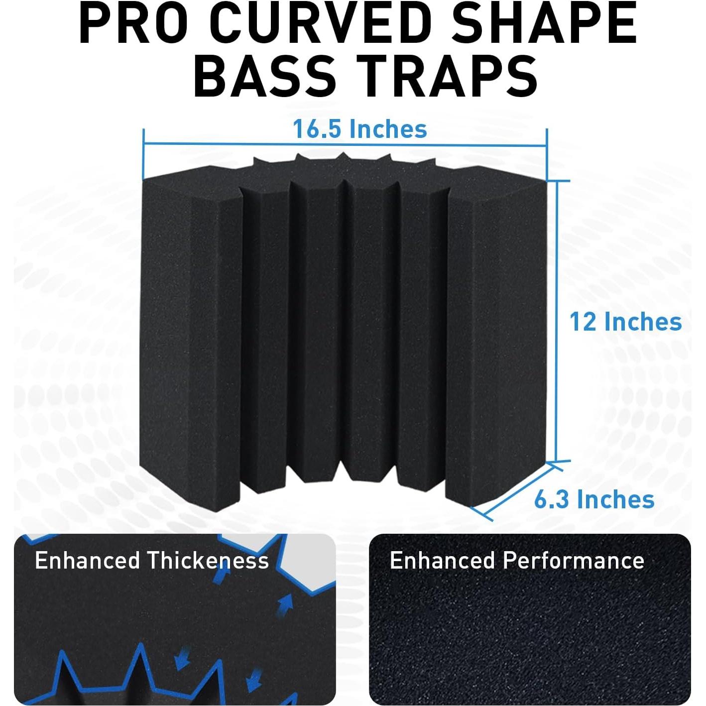 Paquete de 4 trampas de graves curvas Focusound 41.91x16 cm