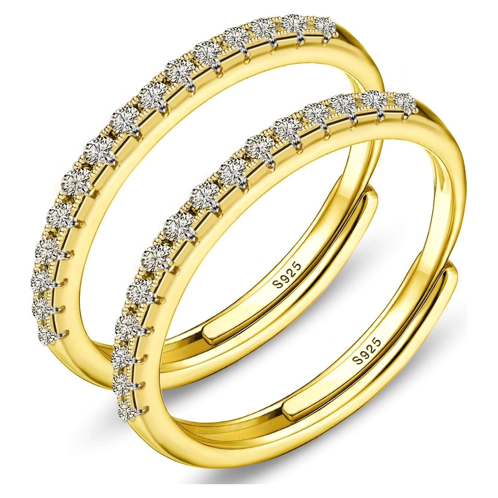 Anillos Apilables Ajustables Oro 14K para Oura Ring - 2 Pack