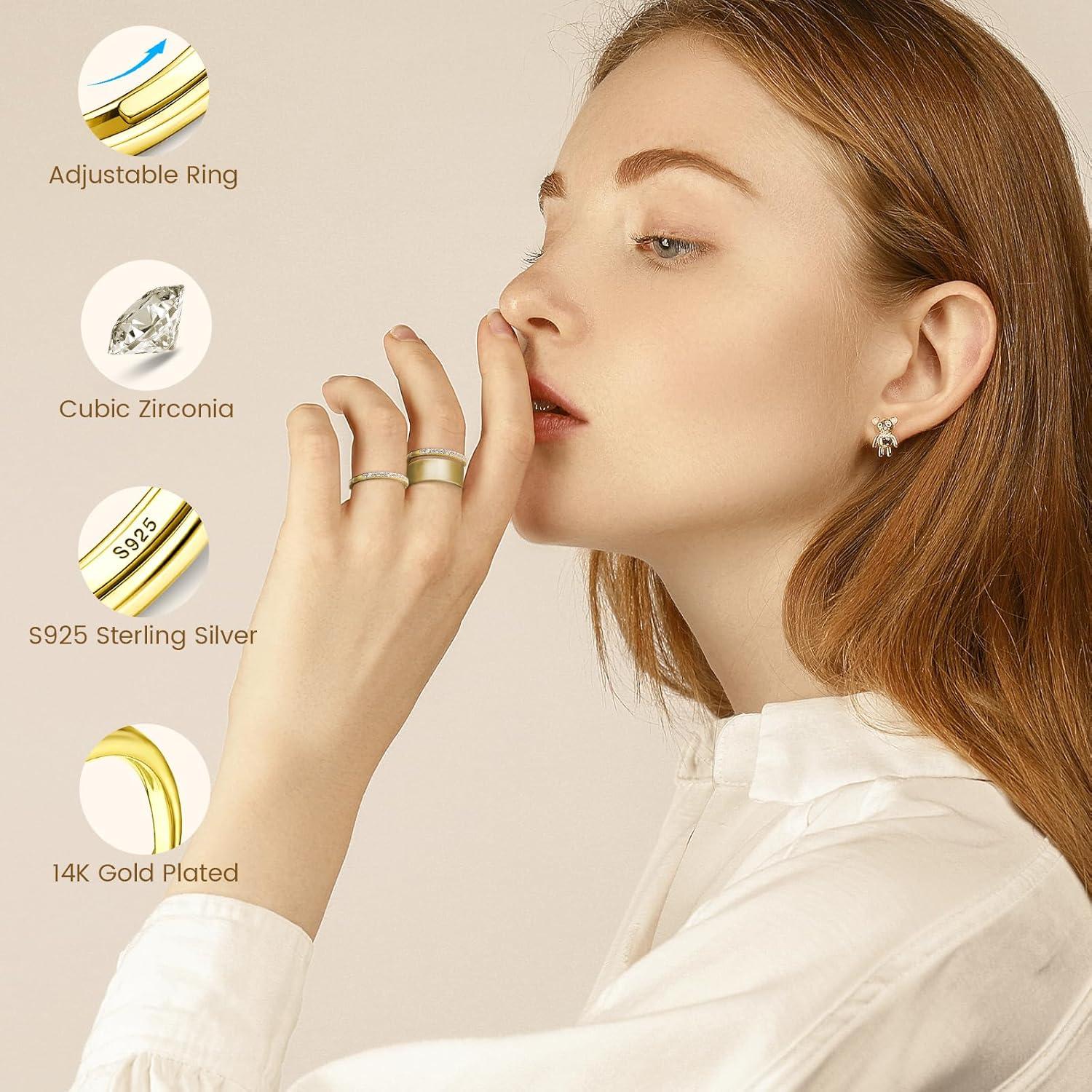 Anillos Apilables Ajustables Oro 14K para Oura Ring - 2 Pack