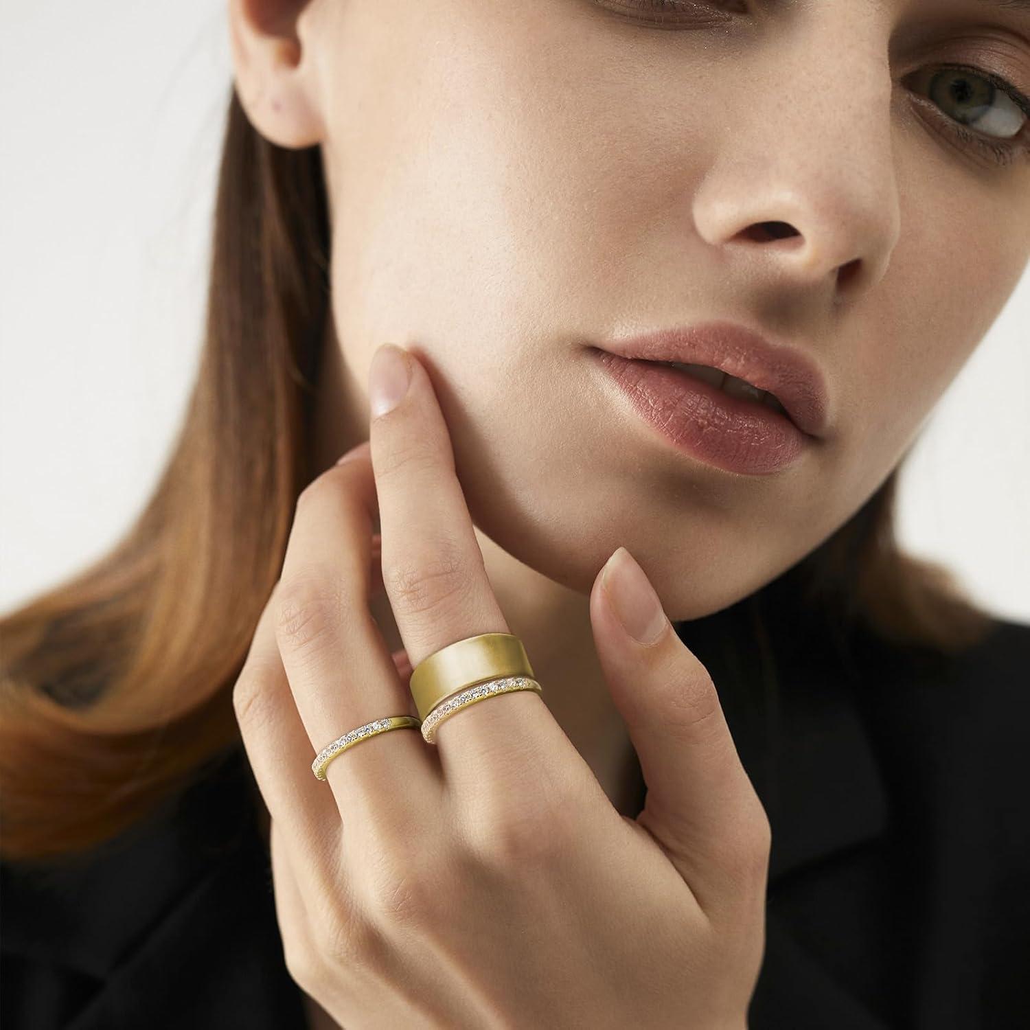 Anillos Apilables Ajustables Oro 14K para Oura Ring - 2 Pack