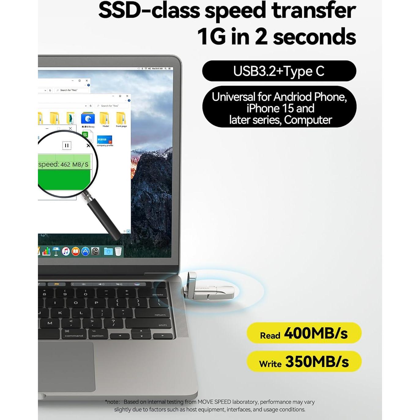 Unidad Flash MOVE SPEED 128GB USB 3.2 Tipo C Alta Velocidad