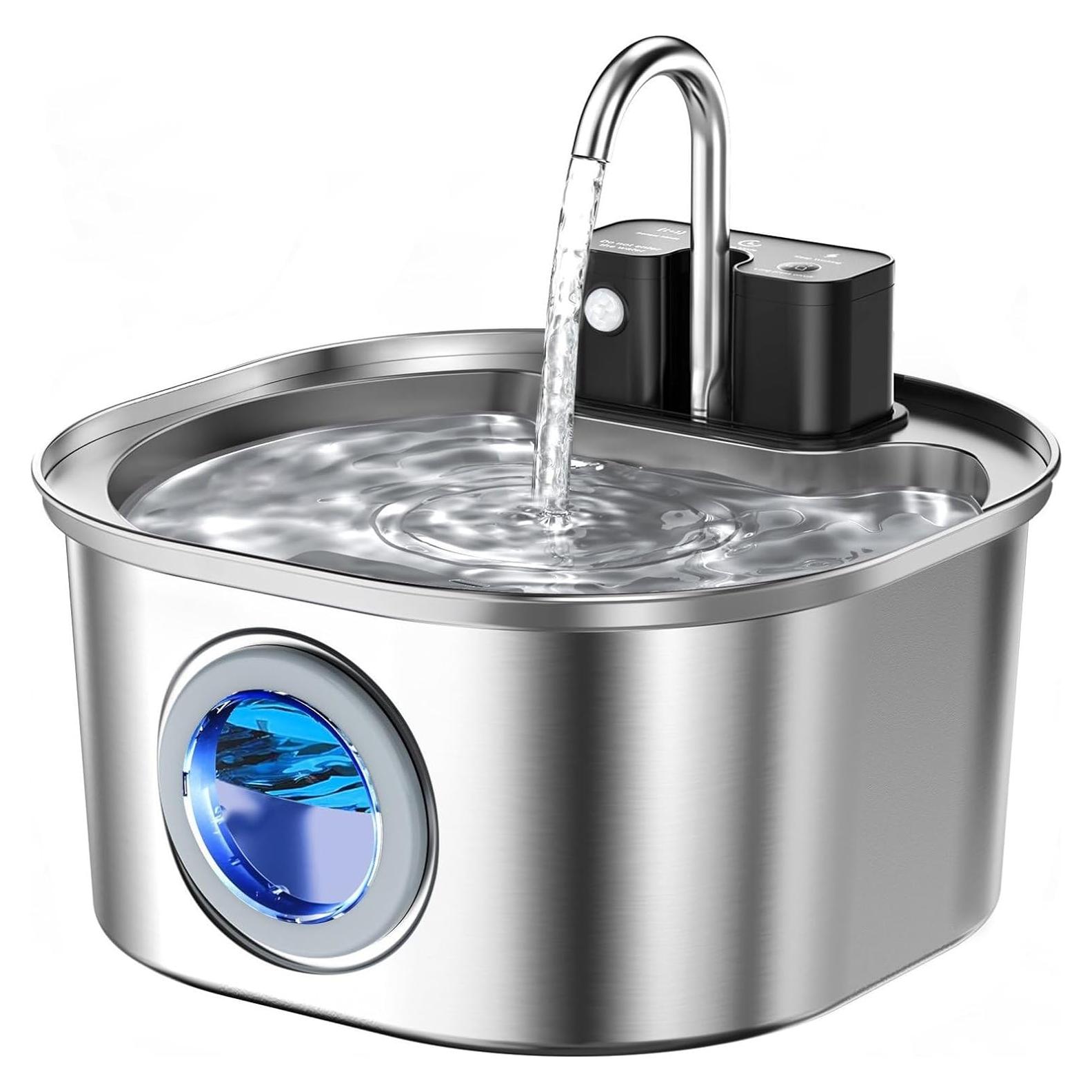 Fuente de Agua Inalámbrica Voluas para Gatos 3.2L Acero Inoxidable